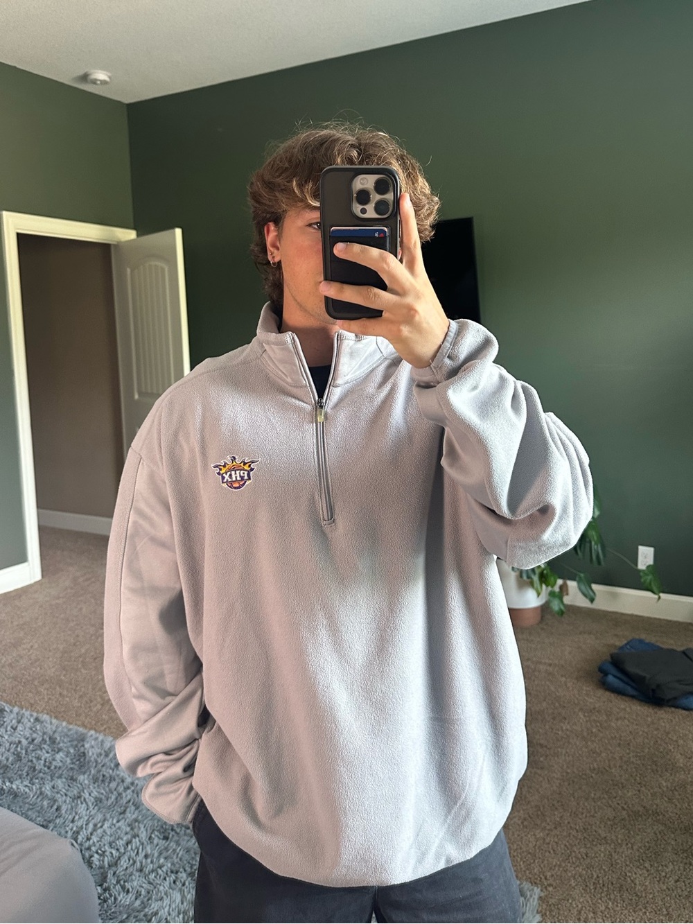 Vintage Phoenix suns Antigua Light Gray Quarter-Zip Fleece Pullover